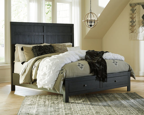 Noorbrook King Panel Bed with 2 Storage Drawers image